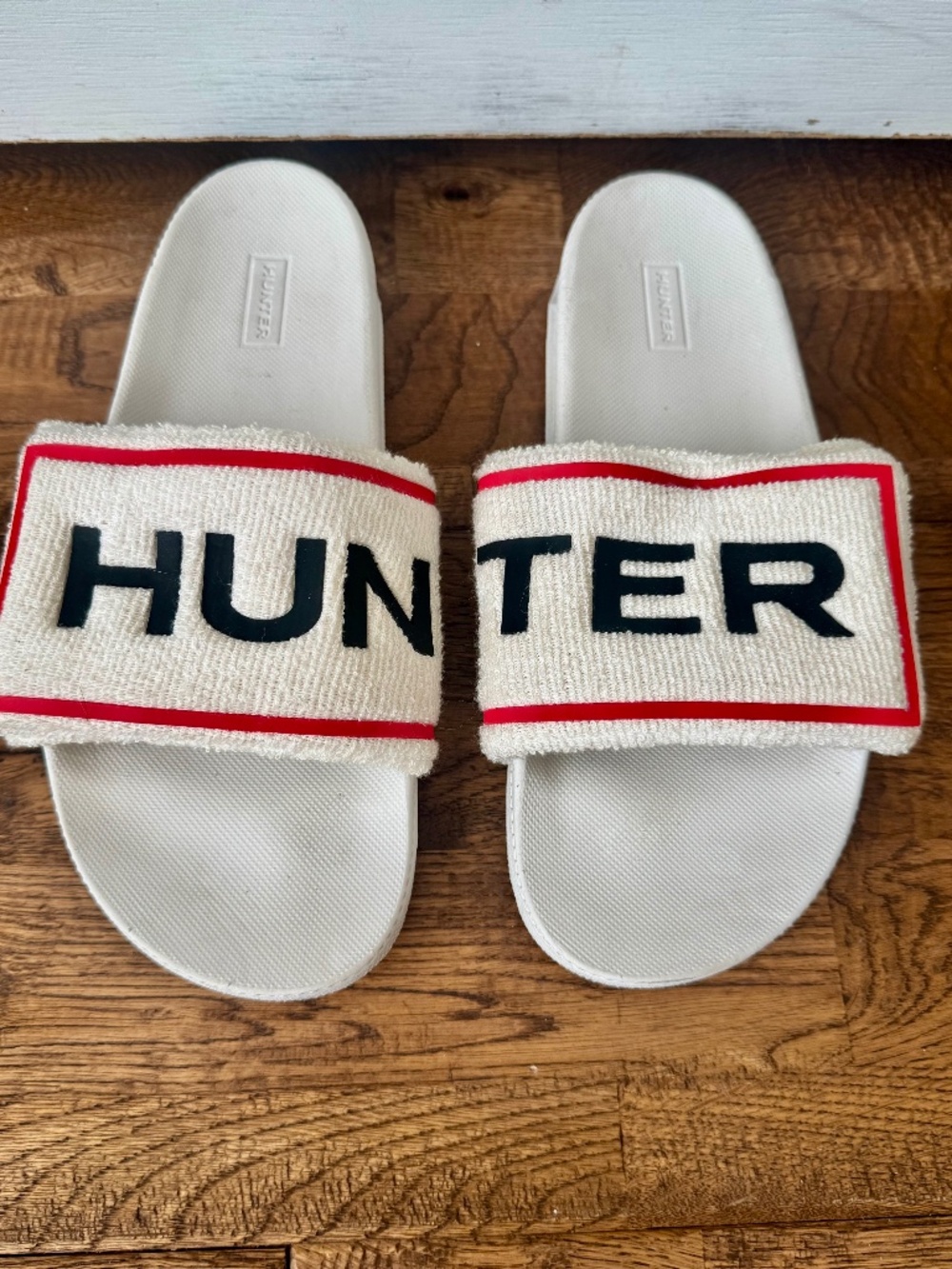 Hunter Terry Cloth Logo Slides Women's Size 9